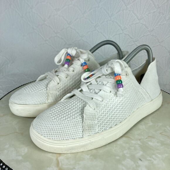 Lucky Brand Sneakers Women Sz 8.5 White Knit Lenuda Casual Lace Up Comfort Shoes - Picture 4 of 11